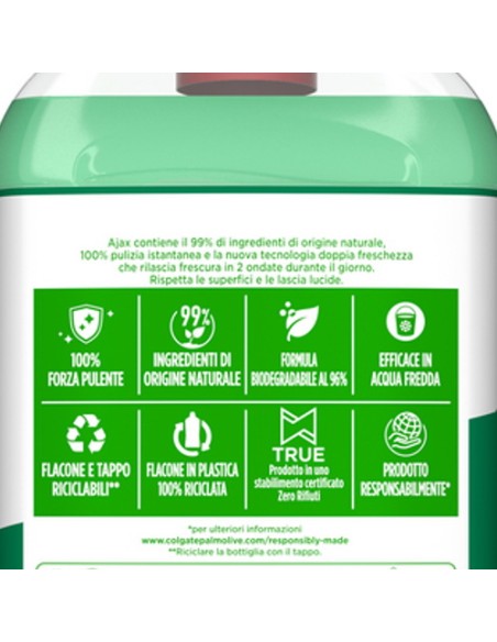 ajax pavimenti detergente liquido - 1250ml - limone: tuttocasashop.it: pulizia e cura della casa