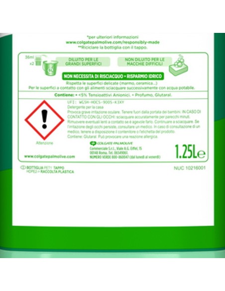 ajax pavimenti detergente liquido - 1250ml - limone: tuttocasashop.it: pulizia e cura della casa