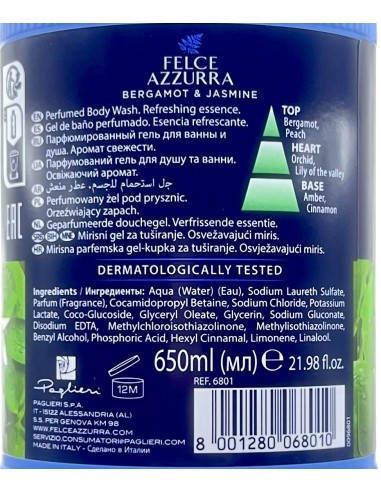 felce azzurra bagnoschiuma 650ml - bergamotto e fiori di cedro - fresco: tuttocasashop.it: igiene e cura della persona