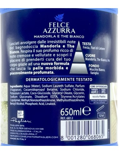 felce azzurra bagnoschiuma 650ml - mandorla e the bianco - avvolgente: tuttocasashop.it: igiene e cura della persona