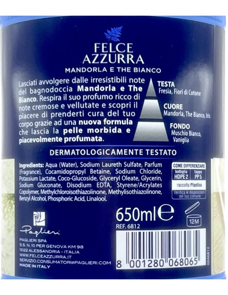 felce azzurra bagnoschiuma 650ml - mandorla e the bianco - avvolgente: tuttocasashop.it: igiene e cura della persona