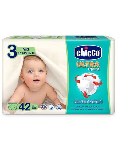 chicco pannolini ultra fit&fun taglia 3 midi 4-9kg - 42 pezzi - pacco maxi: tuttocasashop.it: igiene e cura della persona