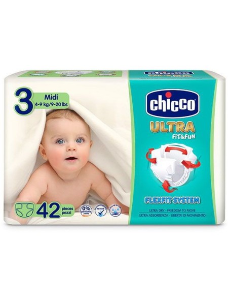 chicco pannolini ultra fit&fun taglia 3 midi 4-9kg - 42 pezzi - pacco maxi: tuttocasashop.it: igiene e cura della persona
