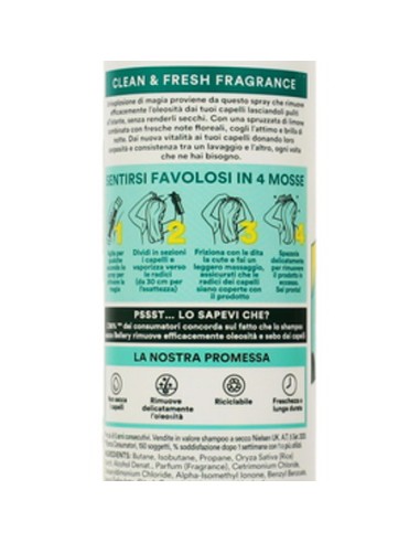 bellery shampoo secco spray 200ml - original - classic fresh: tuttocasashop.it: igiene e cura della persona