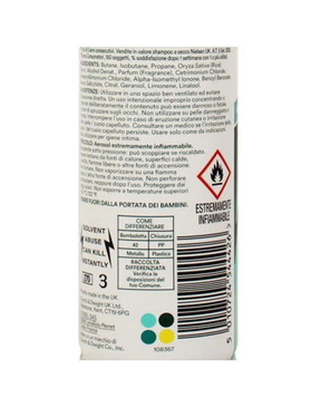 bellery shampoo secco spray 200ml - original - classic fresh: tuttocasashop.it: igiene e cura della persona