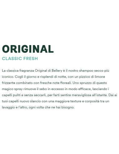 bellery shampoo secco spray 200ml - original - classic fresh: tuttocasashop.it: igiene e cura della persona