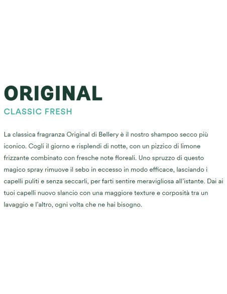 bellery shampoo secco spray 200ml - original - classic fresh: tuttocasashop.it: igiene e cura della persona