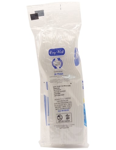 very well 20 forchette riutilizzabili in plastica 17cm - bianche: tuttocasashop.it: carta & monouso