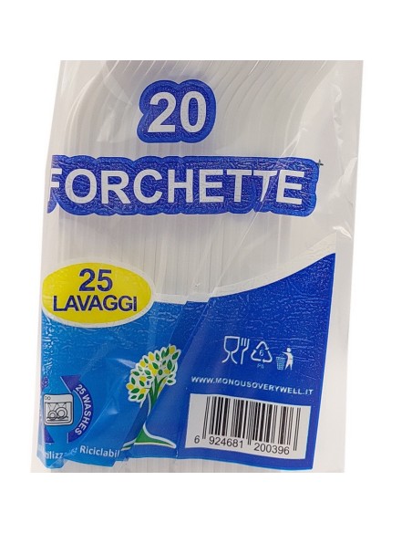 very well 20 forchette riutilizzabili in plastica 17cm - bianche: tuttocasashop.it: carta & monouso