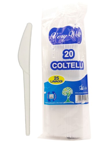 very well 20 coltelli riutilizzabili in plastica 17cm - bianchi: tuttocasashop.it: carta & monouso