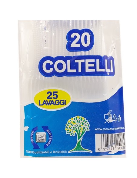 very well 20 coltelli riutilizzabili in plastica 17cm - bianchi: tuttocasashop.it: carta & monouso