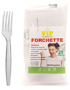 vip 30 forchette riutilizzabili in plastica 17cm - trasparenti - ecocrystal: tuttocasashop.it: carta & monouso