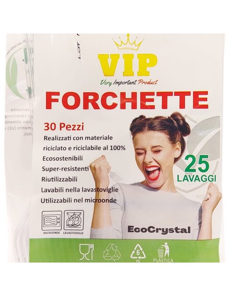 vip 30 forchette riutilizzabili in plastica 17cm - trasparenti - ecocrystal: tuttocasashop.it: carta & monouso