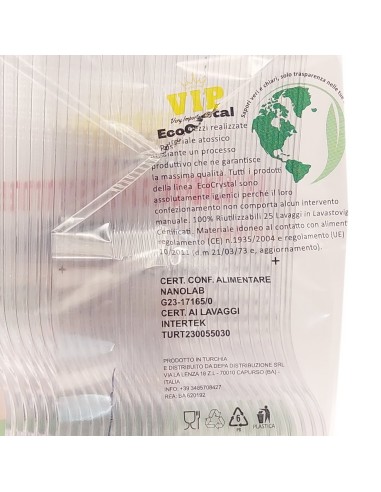 vip 30 forchette riutilizzabili in plastica 17cm - trasparenti - ecocrystal: tuttocasashop.it: carta & monouso