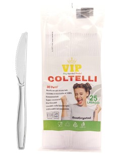 vip 30 coltelli riutilizzabili in plastica 17cm - trasparenti - ecocrystal: tuttocasashop.it: carta & monouso