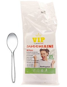 vip 30 cucchiaini riutilizzabili in plastica 12cm - trasparenti - ecocrystal: tuttocasashop.it: carta & monouso