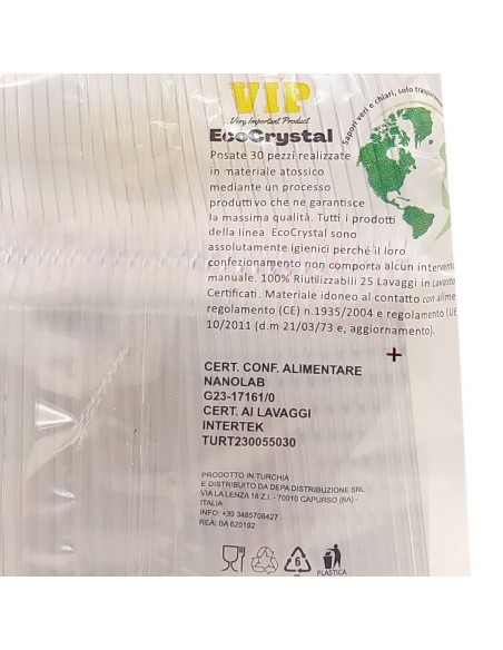 vip 30 cucchiaini riutilizzabili in plastica 12cm - trasparenti - ecocrystal: tuttocasashop.it: carta & monouso