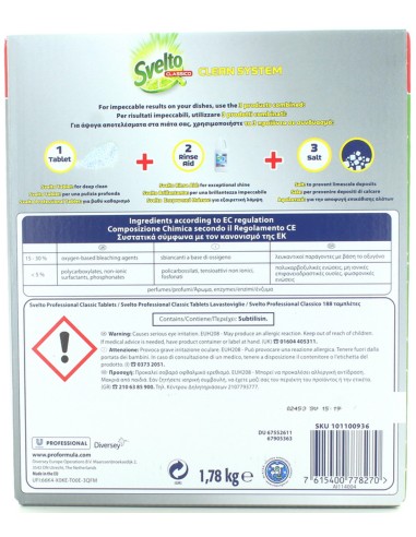 svelto professional - 188 tabs lavastoviglie - classico - h.a.c.c.p.: tuttocasashop.it: pulizia e cura della casa
