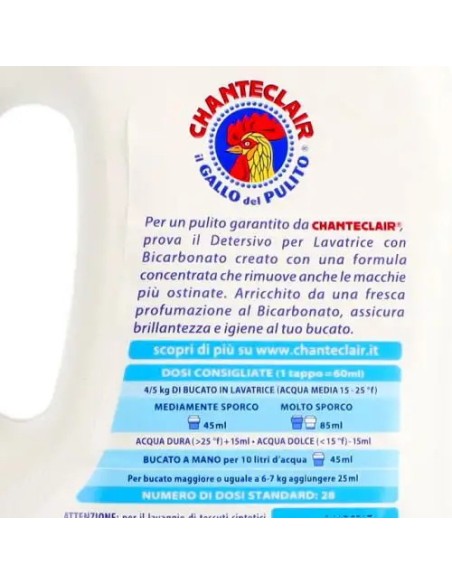 chanteclair detersivo lavatrice - 28 lavaggi 1260ml - bicarbonato: tuttocasashop.it: prodotti per bucato e tessuti