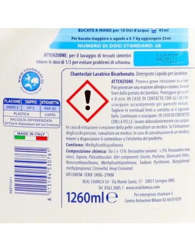 chanteclair detersivo lavatrice - 28 lavaggi 1260ml - bicarbonato: tuttocasashop.it: prodotti per bucato e tessuti