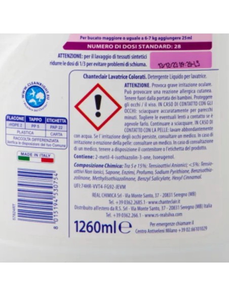 chanteclair detersivo lavatrice - 28 lavaggi 1260ml - colorati: tuttocasashop.it: prodotti per bucato e tessuti