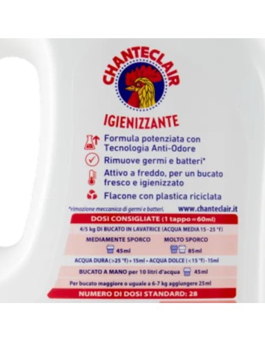 chanteclair detersivo lavatrice - 28 lavaggi 1260ml - igienizzante: tuttocasashop.it: prodotti per bucato e tessuti