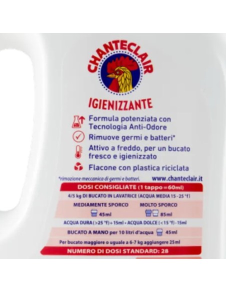 chanteclair detersivo lavatrice - 28 lavaggi 1260ml - igienizzante: tuttocasashop.it: prodotti per bucato e tessuti