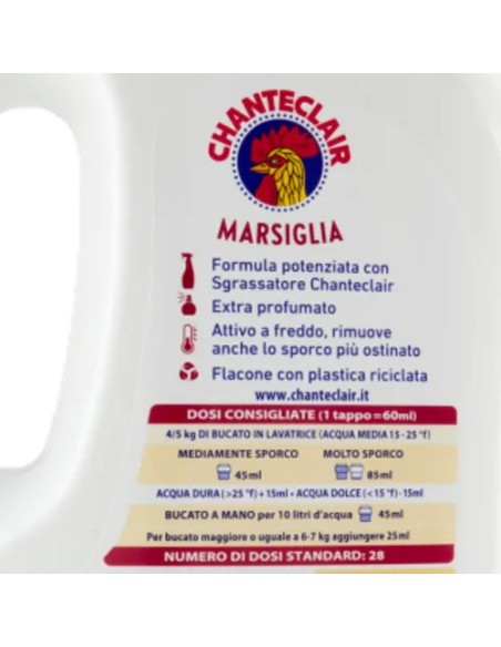 chanteclair detersivo lavatrice - 28 lavaggi 1260ml - marsiglia: tuttocasashop.it: prodotti per bucato e tessuti