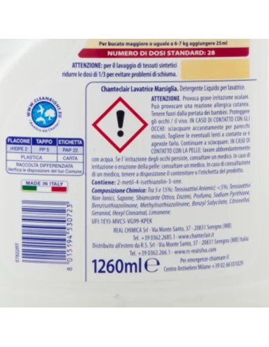 chanteclair detersivo lavatrice - 28 lavaggi 1260ml - marsiglia: tuttocasashop.it: prodotti per bucato e tessuti