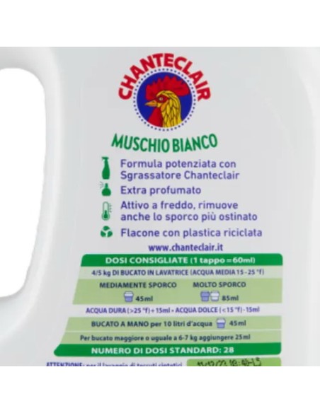 chanteclair detersivo lavatrice - 28 lavaggi 1260ml - muschio bianco: tuttocasashop.it: prodotti per bucato e tessuti