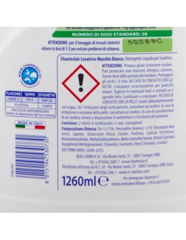 chanteclair detersivo lavatrice - 28 lavaggi 1260ml - muschio bianco: tuttocasashop.it: prodotti per bucato e tessuti