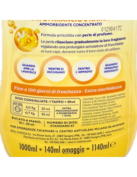 chanteclair ammorbidente concentrato - 57 lavaggi 1140 ml - arancia narciso: tuttocasashop.it: prodotti per bucato e tessuti