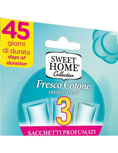 sweet home 3 sacchetti profumati per armadi e cassetti 45gg - fresco cotone: tuttocasashop.it: prodotti per bucato e tessuti