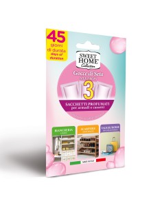 sweet home 3 sacchetti profumati per armadi e cassetti 45gg - gocce di seta: tuttocasashop.it: prodotti per bucato e tessuti
