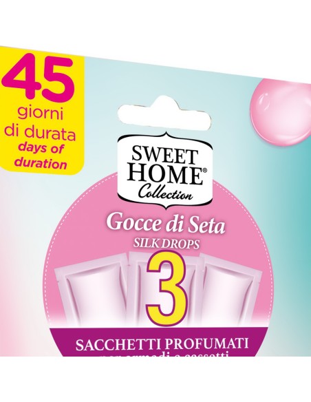 sweet home 3 sacchetti profumati per armadi e cassetti 45gg - gocce di seta: tuttocasashop.it: prodotti per bucato e tessuti