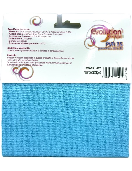 evolution microjet pva35 - panno microfibra in pva - 35x35cm - celeste: tuttocasashop.it: pulizia e cura della casa