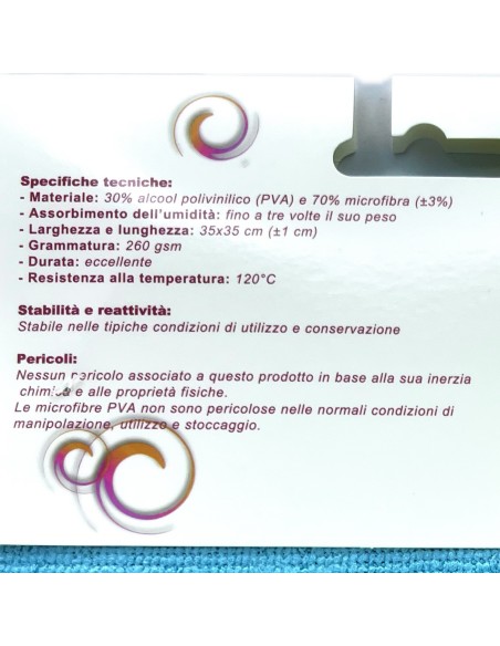 evolution microjet pva35 - panno microfibra in pva - 35x35cm - celeste: tuttocasashop.it: pulizia e cura della casa