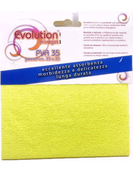 evolution microjet pva35 - panno microfibra in pva - 35x35cm - giallo: tuttocasashop.it: pulizia e cura della casa