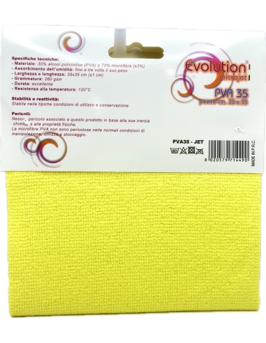 evolution microjet pva35 - panno microfibra in pva - 35x35cm - giallo: tuttocasashop.it: pulizia e cura della casa