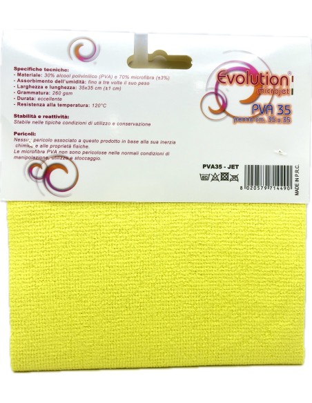 evolution microjet pva35 - panno microfibra in pva - 35x35cm - giallo: tuttocasashop.it: pulizia e cura della casa