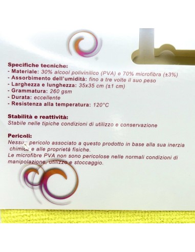 evolution microjet pva35 - panno microfibra in pva - 35x35cm - giallo: tuttocasashop.it: pulizia e cura della casa