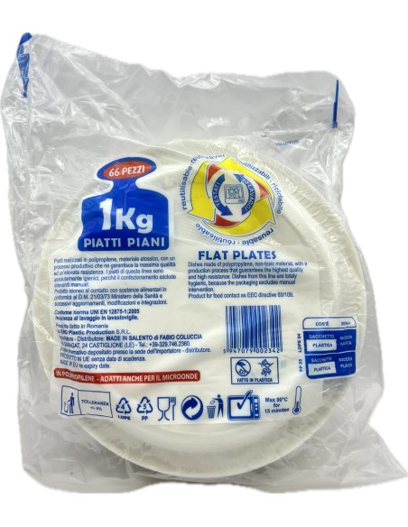 salento 66 piatti monouso plastica extra rigidi diametro 22cm - 1kg - piani: tuttocasashop.it: carta & monouso