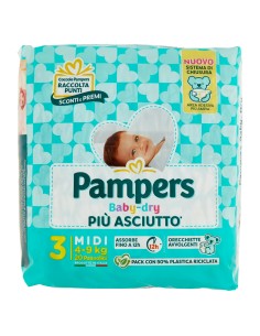 pampers pannolini baby-dry - taglia 3 midi 4-9kg - 20 pezzi: tuttocasashop.it: igiene e cura della persona