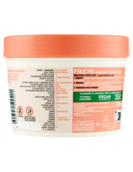 fructis hair food maschera capelli 390ml - ananas - lunghezze luminose: tuttocasashop.it: igiene e cura della persona