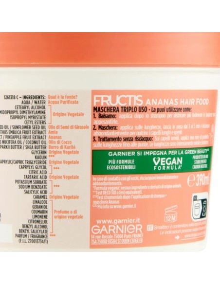 fructis hair food maschera capelli 390ml - ananas - lunghezze luminose: tuttocasashop.it: igiene e cura della persona