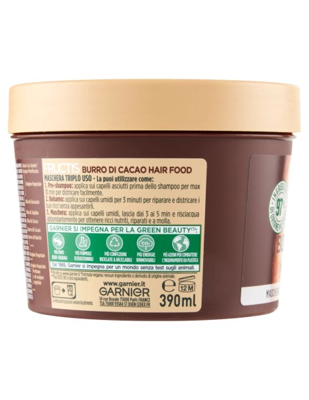 fructis hair food maschera capelli 390ml - burro di cacao - rigenera ricci: tuttocasashop.it: igiene e cura della persona