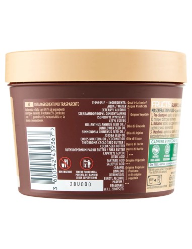 fructis hair food maschera capelli 390ml - burro di cacao - rigenera ricci: tuttocasashop.it: igiene e cura della persona