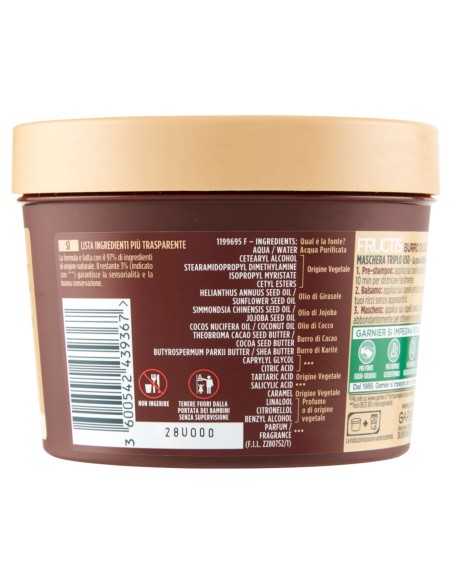 fructis hair food maschera capelli 390ml - burro di cacao - rigenera ricci: tuttocasashop.it: igiene e cura della persona