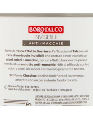 borotalco deodorante stick 40ml - invisibile - talco - anti-macchie: tuttocasashop.it: igiene e cura della persona