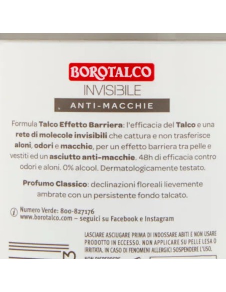 borotalco deodorante stick 40ml - invisibile - talco - anti-macchie: tuttocasashop.it: igiene e cura della persona
